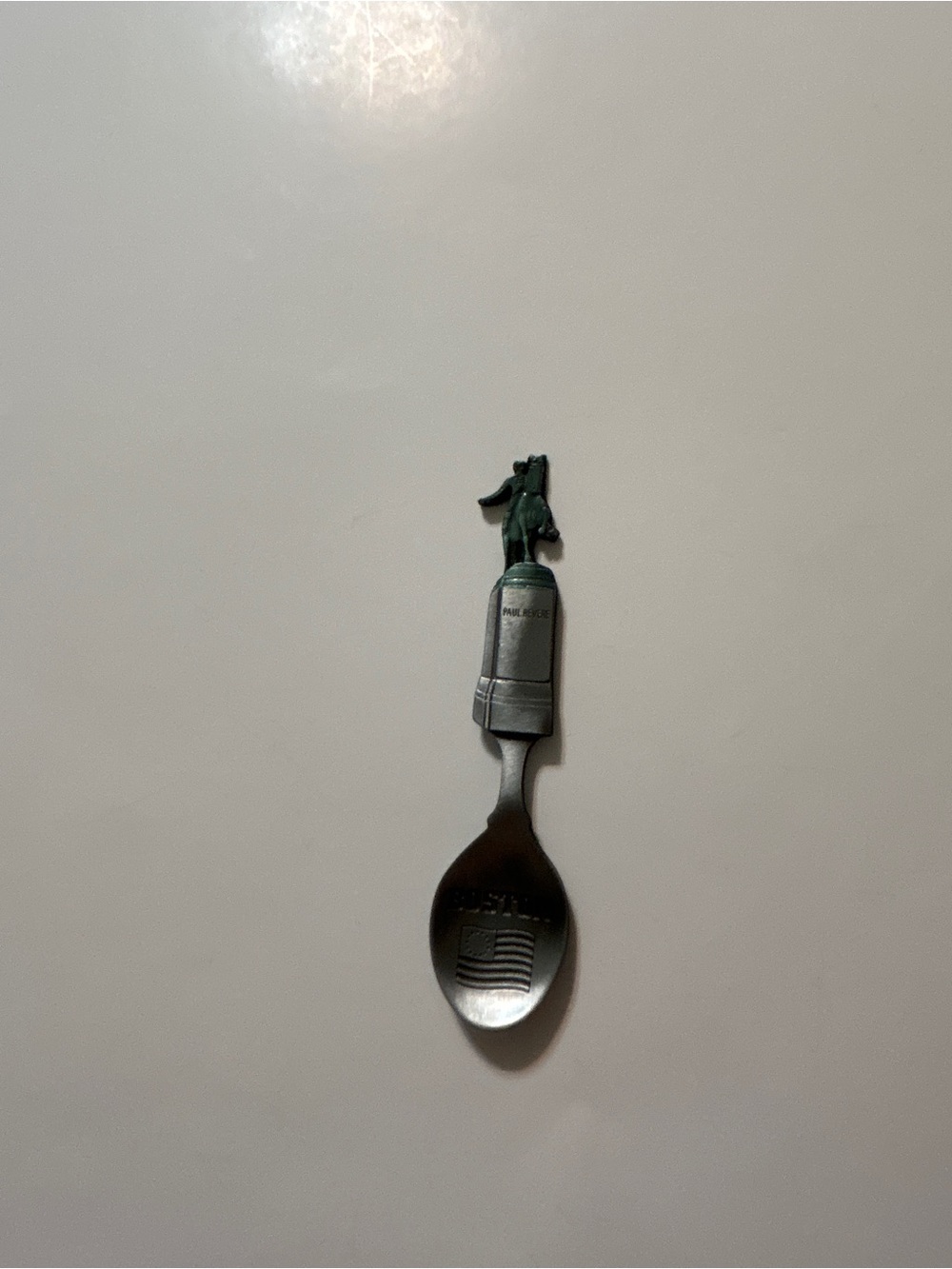 Vintage Pewter Boston Paul Revere Souvenir Spoon US Flag